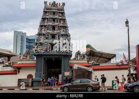 Singapur, Singapur - Oktober 18, 2018: Sri Veeramakaliamman Hindutempel in Little India Stockfoto