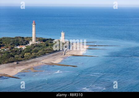 Frankreich, Charente Maritime, St. Clement des Baleines, Baleines ligthouse (Luftbild) Stockfoto