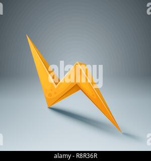 Blitz 3d Symbol auf dem grauen Hintergrund. Stock Vektor