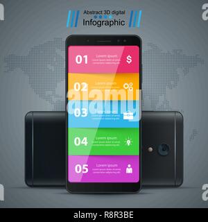 Business Infografik. Smartphone realistische Symbol. Stock Vektor