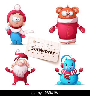Winter tragen Abbildung. Niedlichen Figuren. Stock Vektor