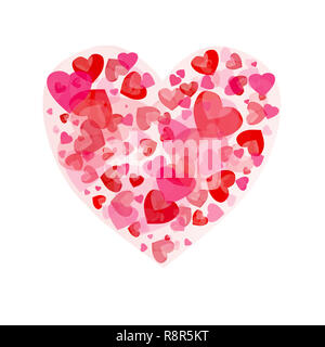 Herz Aus Kleinen Rosa Herzen Auf Schwarzem Hintergrund Stockfotografie Alamy