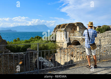 Italien, Lombardei, Gardasee, Sirmione Grotte di Catullo, römische archäologische Stätte Stockfoto