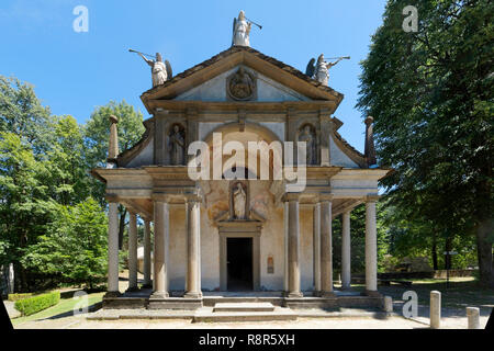 Italien, Piemont, Lago d'Orta, Orta San Giulio, der Sacro Monte, der Hl. Franziskus von Assisi über 20 Kapellen, die mit Fresken und mit überraschenden terra cotta Statuen in Lebensgröße, unter Sacri Monti im Piemont und der Lombardei listes als Weltkulturerbe von der UNESCO, Kapelle 11 eingerichtete gewidmet Stockfoto