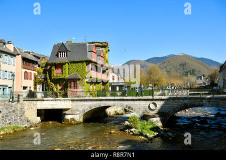 Arreau, Neste d'Aure Ufer, Louron Tal, Hautes Pyrenäen, Frankreich Stockfoto