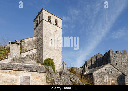 Frankreich, Aveyron (12), La Couvertoirade, Labellisé les plus beaux villages de France, Stockfoto