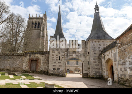 Frankreich, Eure, Le Bec Hellouin, beschriftet Les Plus beaux villages de France (Schönste Dörfer Frankreichs), Notre Dame du Bec Abtei // Frankreich, Stockfoto