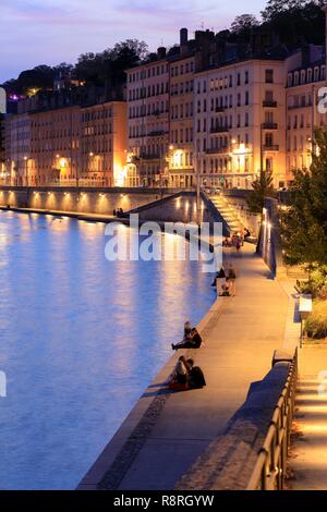 Frankreich, Rhône, Lyon, 1. Arrondissement, Les Terreaux Bezirk, quai Saint Vincent, La Saône Stockfoto