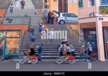 Frankreich, Rhône, Lyon, 4. Arrondissement, Le Plateau Stadtteil La Croix Rousse, Boulevard des Canuts, die Wand des Canuts Stockfoto