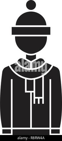 Winter Kleidung schwarz Vektor Konzept Symbol. Winter Kleidung flachbild Illustration, Zeichen Stock Vektor