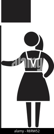 Frau rechte schwarz Vektor Konzept Symbol. Frau rechte Flachbild Illustration, Zeichen Stock Vektor
