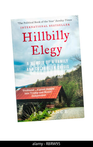 Ein Taschenbuch Kopie von Hillbilly Elegie: eine Abhandlung von einer Familie und Kultur in der Krise von J.D. Vance. Erstmals im Jahr 2016 veröffentlicht. Stockfoto