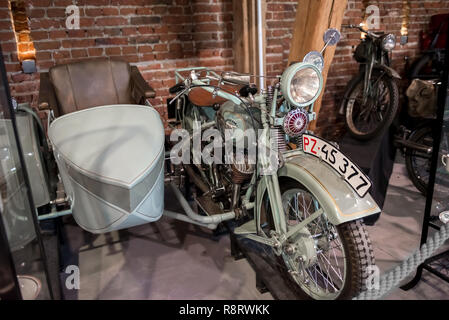 Topacz, Polen - Oktober 13, 2018: Polnische Motorrad Sokol, Falcon. Wurde eine Marke der Motorräder in Polen hergestellt vor dem Zweiten Weltkrieg sowohl für Civ Stockfoto