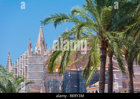 Palma de Mallorca, Balearen, Spanien - 21. Juli 2013: Kathedrale St. Maria von Palma (Kathedrale de Santa Maria de Palma de Mallorca) Stockfoto