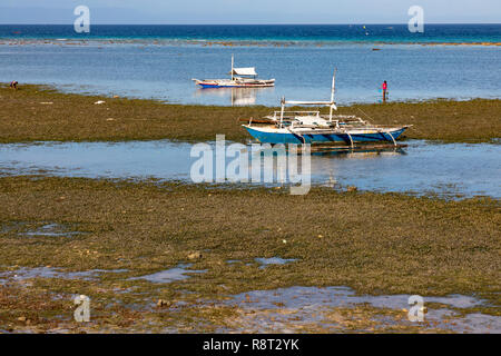 Asien, Philippinen, Camotes Inseln, traditionelle Outrigger Boote auf Esperanza Strand. Stockfoto