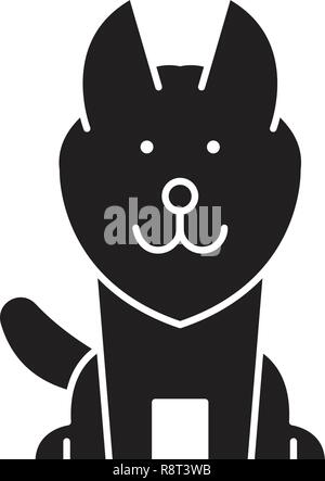 Alaskan Malamute schwarz Vektor Konzept Symbol. Alaskan Malamute flachbild Illustration, Zeichen Stock Vektor