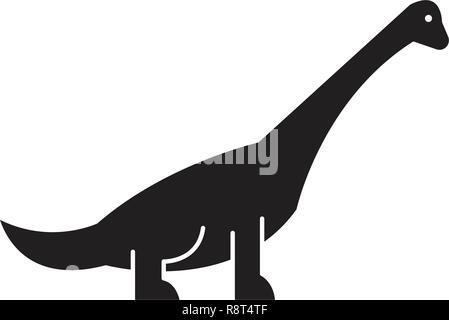 Brachiosaurus schwarz Vektor Konzept Symbol. Brachiosaurus flachbild Illustration, Zeichen Stock Vektor