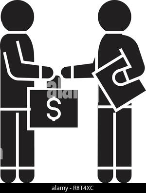 Bestechung und Korruption, Mann, Geld schwarz Vektor Konzept Symbol. Bestechung und Korruption, Mann, Geld, Flachbild Illustration, Zeichen Stock Vektor