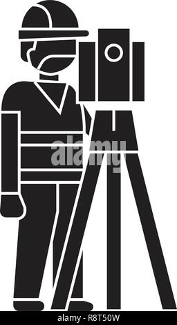 Building Surveyor schwarz Vektor Konzept Symbol. Building Surveyor flachbild Illustration, Zeichen Stock Vektor