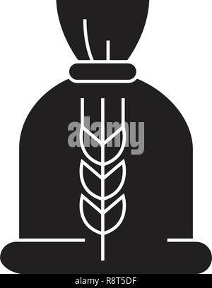 Müsli Tasche schwarz Vektor Konzept Symbol. Müsli Tasche flache Illustration, Zeichen Stock Vektor