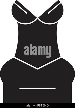 Cocktail Kleid schwarz Vektor Konzept Symbol. Cocktail Kleid flachbild Illustration, Zeichen Stock Vektor