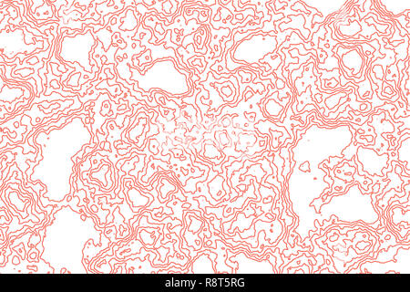 Abstrakte topographischen Hintergrund in roter Farbe auf weißem Hintergrund Stockfoto