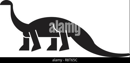 Diplodocus schwarz Vektor Konzept Symbol. Diplodocus flachbild Illustration, Zeichen Stock Vektor