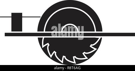 Elektrische Säge schwarz Vektor Konzept Symbol. Elektrische Säge flach Illustration, Zeichen Stock Vektor