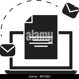 Email Marketing System schwarz Vektor Konzept Symbol. Email Marketing System flachbild Illustration, Zeichen Stock Vektor
