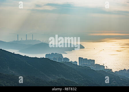 Inseln von Hong Kong Island. Blick vom Victoria Peak. Stockfoto