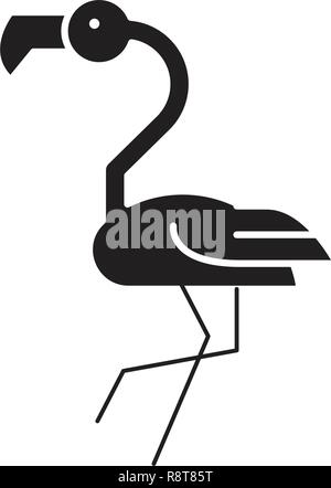 Flamingo Kopf schwarz Vektor Konzept Symbol. Flamingo Kopf, flache Illustration, Zeichen Stock Vektor