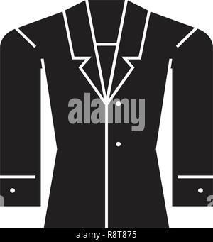 Formale Jacke schwarz Vektor Konzept Symbol. Formale Jacke flachbild Illustration, Zeichen Stock Vektor