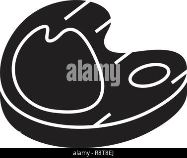Gegrilltes Steak schwarz Vektor Konzept Symbol. Gegrilltes Steak flachbild Illustration, Zeichen Stock Vektor