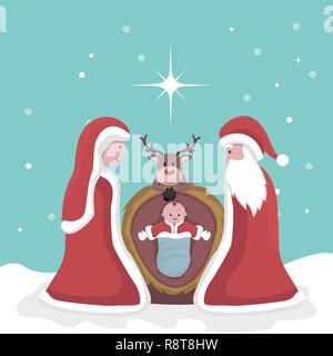 Weihnachtskarte der Geburt Jesu Stock Vektor