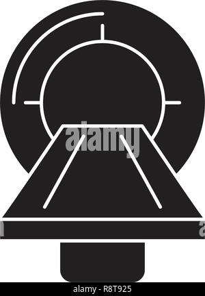 Die Magnetresonanztomographie (MRT) schwarz Vektor Konzept Symbol. Die Magnetresonanztomographie (MRT), Illustration, Zeichen Stock Vektor