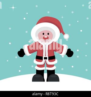 Weihnachtskarte der Weihnachtsmann Kind unter Schnee Stock Vektor