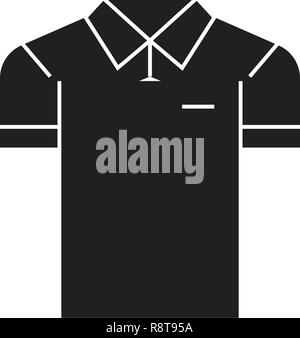 Polo schwarz Vektor Konzept Symbol. Männer Polo flachbild Illustration, Zeichen Stock Vektor