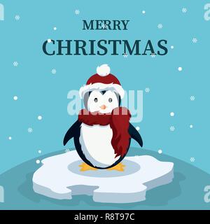 Weihnachtskarte von niedlichen Baby Pinguin Stock Vektor