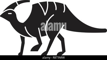 Parasaurolophus schwarz Vektor Konzept Symbol. Parasaurolophus flachbild Illustration, Zeichen Stock Vektor