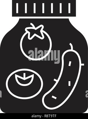 Eingelegtes Gemüse jar schwarz Vektor Konzept Symbol. Eingelegtes Gemüse jar Flachbild Illustration, Zeichen Stock Vektor