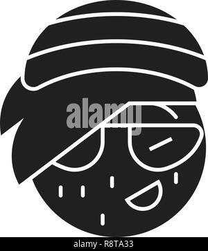 Rasta emoji schwarz Vektor Konzept Symbol. Rasta emoji Flachbild Illustration, Zeichen Stock Vektor