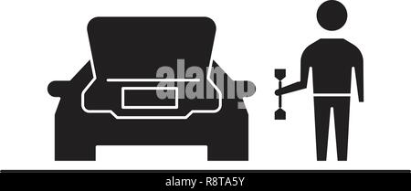 Straße Aufschlüsselung schwarz Vektor Konzept Symbol. Straße Aufschlüsselung flachbild Illustration, Zeichen Stock Vektor