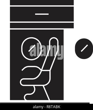 Wissenschaftlichen Arbeitsplatz schwarz Vektor Konzept Symbol. Wissenschaftlichen Arbeitsplatz flachbild Illustration, Zeichen Stock Vektor