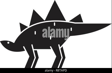 Stegosaurus schwarz Vektor Konzept Symbol. Stegosaurus flachbild Illustration, Zeichen Stock Vektor