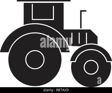 Traktor schwarz Vektor Konzept Symbol. Traktor flachbild Illustration, Zeichen Stock Vektor