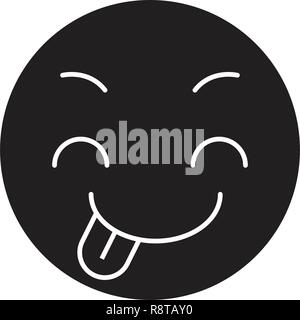 Tricky emoji schwarz Vektor Konzept Symbol. Tricky emoji Flachbild Illustration, Zeichen Stock Vektor