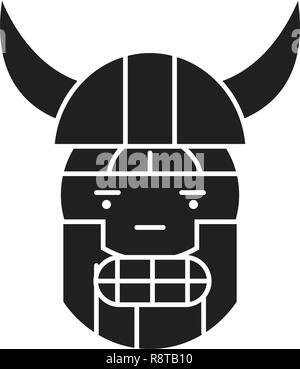 Viking emoji schwarz Vektor Konzept Symbol. Viking emoji Flachbild Illustration, Zeichen Stock Vektor