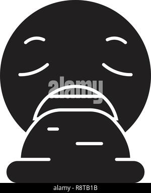 Erbrechen emoji schwarz Vektor Konzept Symbol. Erbrechen emoji Flachbild Illustration, Zeichen Stock Vektor