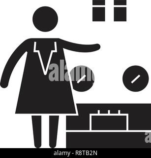 Wiegen waren schwarz Vektor Konzept Symbol. Wiegen waren flach Illustration, Zeichen Stock Vektor