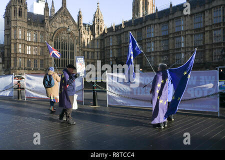 London, Großbritannien. 17 Dez, 2018. Eine kleine Gruppe von Pro Europe Demonstranten von sodem Stand der Missachtung der Europäischen Bewegung ihren Protest außerhalb des Parlaments weiterhin als Premierminister Theresa können Sie Regeln ein zweites Referendum über Brexit Credit: Amer ghazzal/Alamy leben Nachrichten Stockfoto